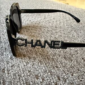 CHANEL Black Logo Sunglasses
